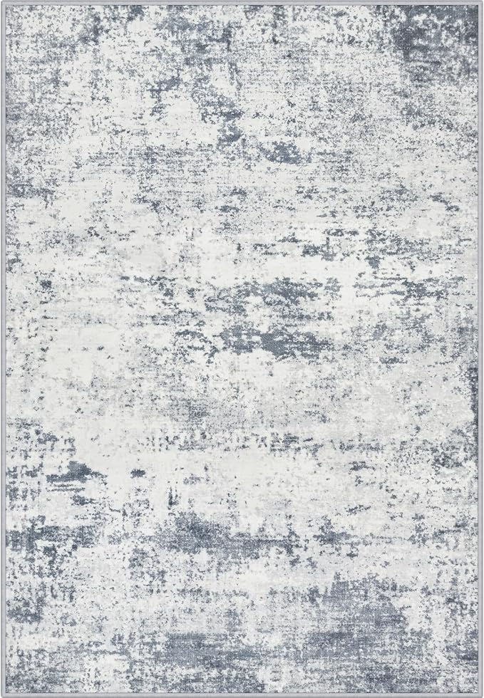 Area Rug Living Room: 4x4 Modern Washable Soft Carpet Blue Grey | by FXRHLP
