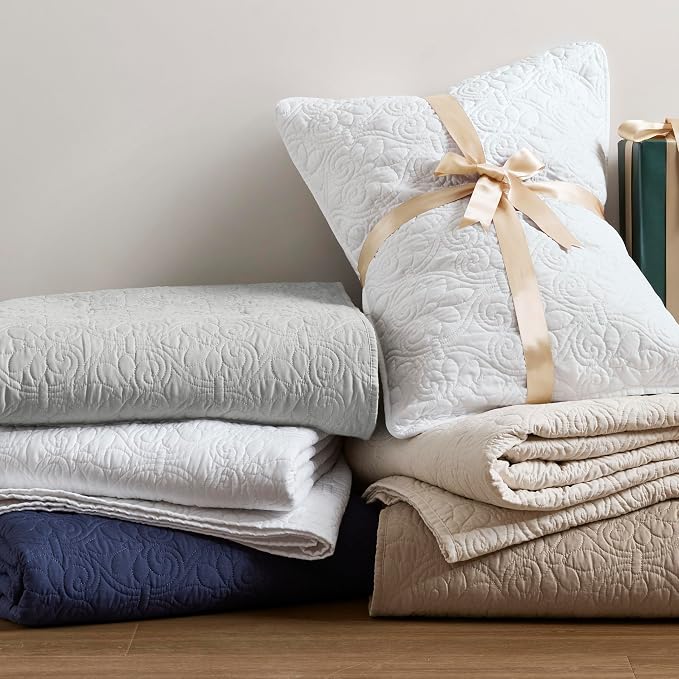 Madison Park King Quilt Bedding Set, Cottage-Inspired Damask, Classic Stitch - Image 6