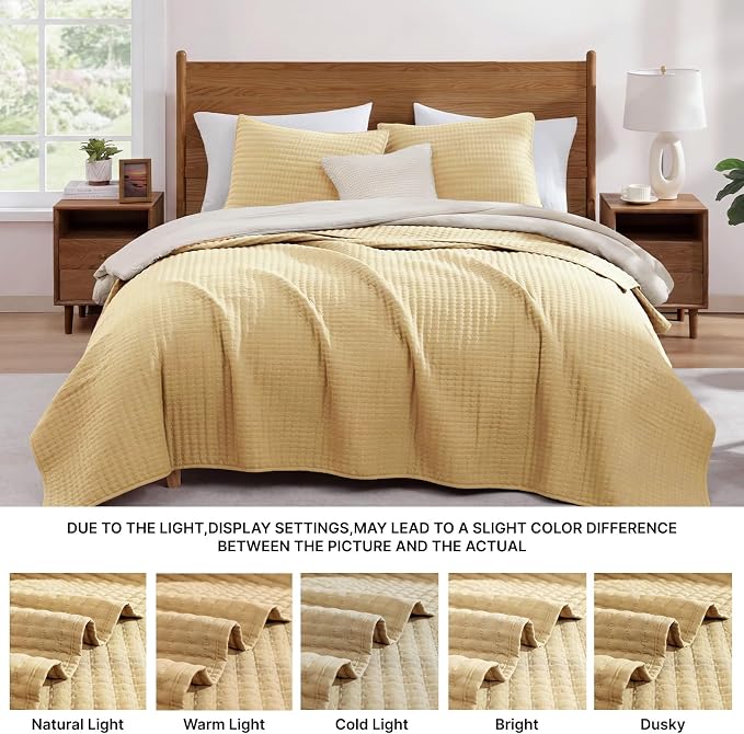 King Size Quilt-Lightweight Bedspreads Yellow King Quilt Bedding | Soft Coverlet - Image 7