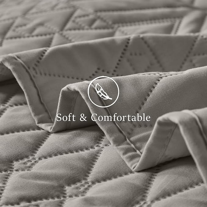 akkialla Twin Size Quilt Bedding Set, Dark Grey Lightweight Microfiber Soft - Image 6