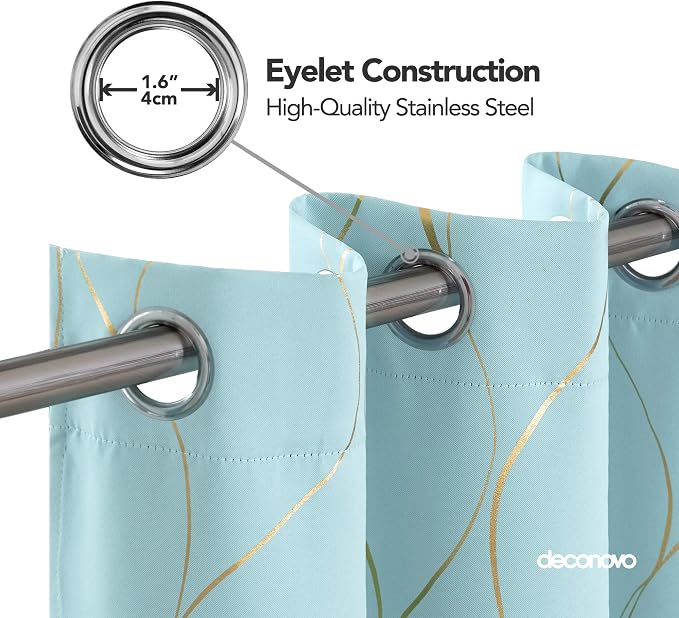 Deconovo Curtains for Living Room, Pattern Blackout Curtains 54 Inches Long | - Image 3