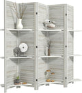 HOMCOM Room Divider with Shelves, 5 Panel, Distressed White | Wood Privacy by HOMCOM