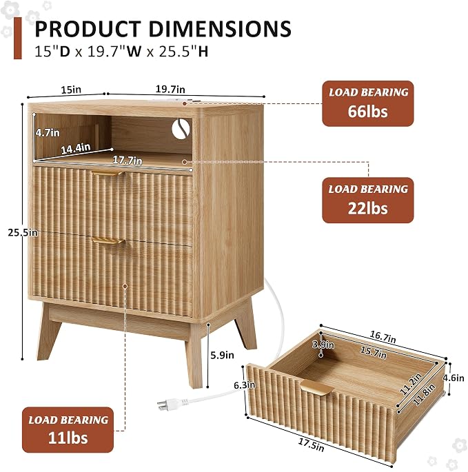 LYNCOHOME Fluted Nightstand - Image 2