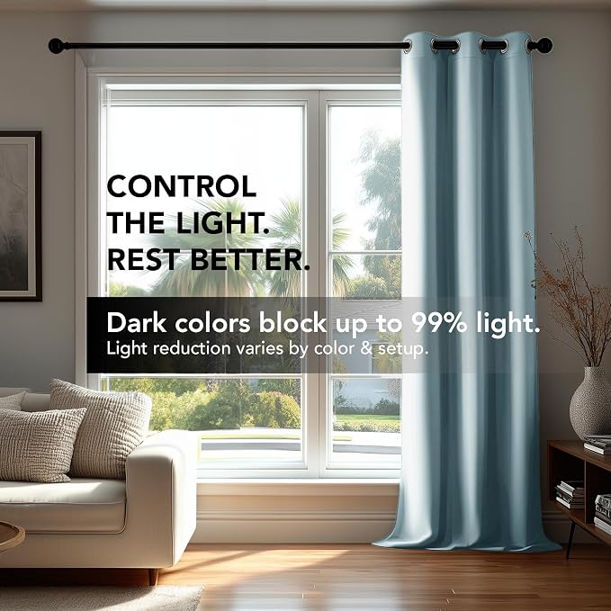 Deconovo Blackout Curtains for Bedroom and Living Room 63 Inches Long | Black - Image 5