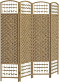HOMCOM 4 Panel Room Divider, Folding Privacy Screen, Natural | Room Separator by HOMCOM