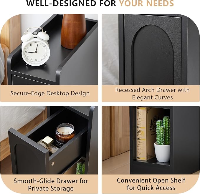Narrow Nightstand, Slim Bedside Table - Image 4
