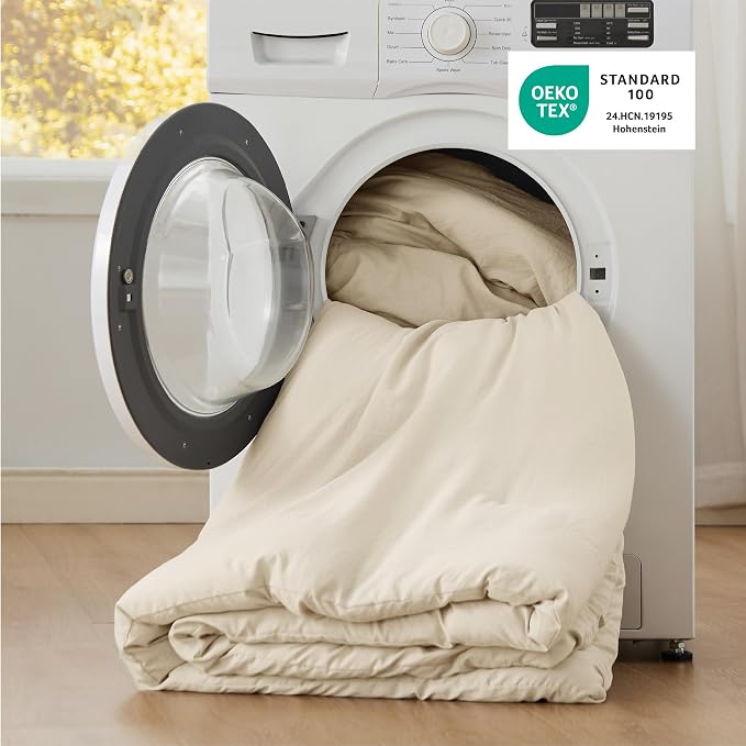 Bedsure Full Comforter Set, Cream Soft Prewashed Bedding - Image 5