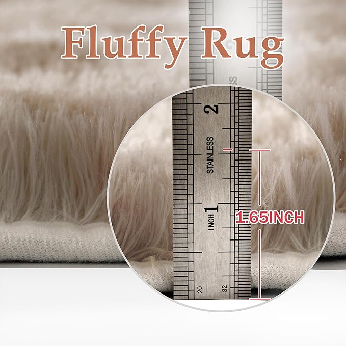 Brown 5x7 Area Rug for Living Room Soft Checkered Shag Carpet | Machine Washable - Image 4