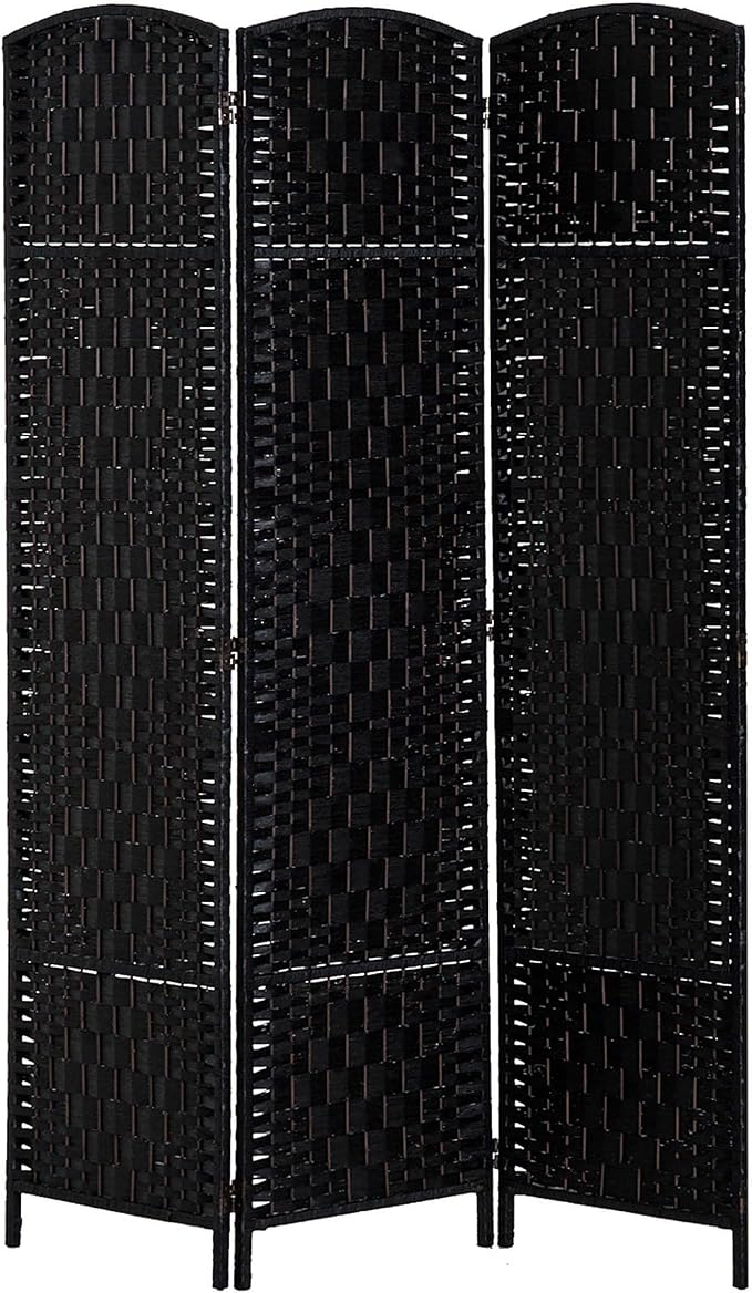 HOMCOM Room Divider 3-Panel, 6FT-Tall Folding Privacy Screen, Hand-Woven Design by HOMCOM