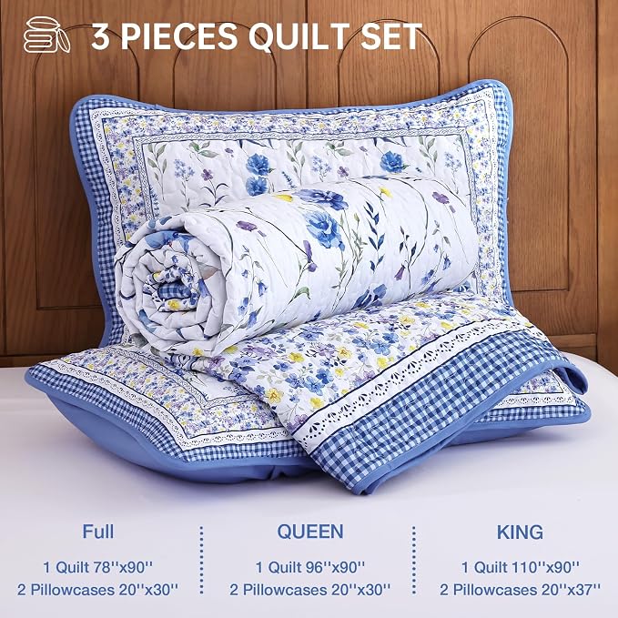 WONGS BEDDING Floral Quilt Set Full Size - Image 7