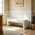 Upholstered Entryway Bench, Curved Armrests, Solid Wood Frame, End of Bed by CACFTII