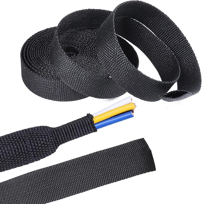 Sonoreboom 2 in 1 Heat Shrink Braided Sleeving Fabric Tubing-Ideal fit Irregular Shape Hose/Cable/Wire (1/2"(12mm), 14FT)