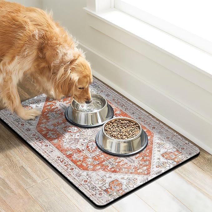 Dog Food Mats for Floors Absorbent, Pet Cat Food Mat - Non Slip Dog Bowl Mats for Food and Water Pet Supplies