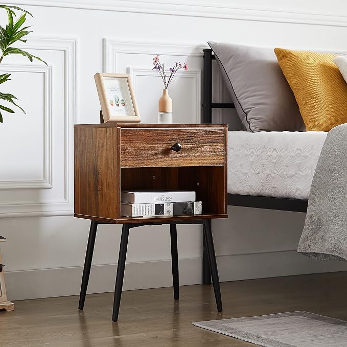 VECELO Nightstands Set of 2, Mid Century Modern End Bedside Table, Night Stand - Image 3