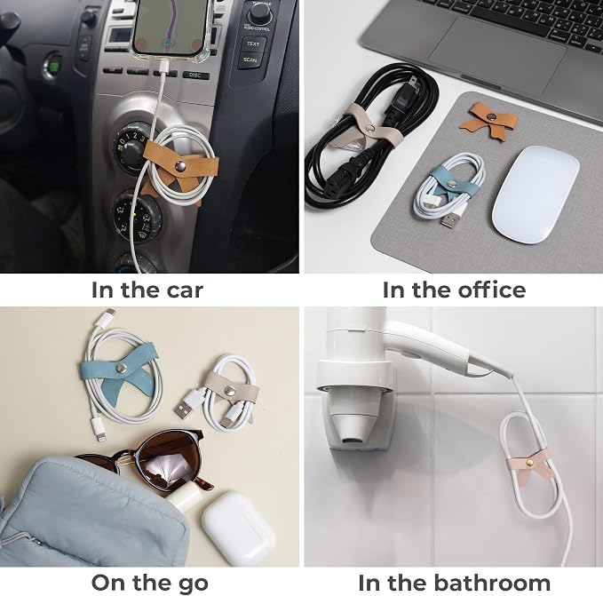 5 Pack Cord Organizer, Bow Cord Keeper, Cable Organizer USB Holder, Leather - Image 5