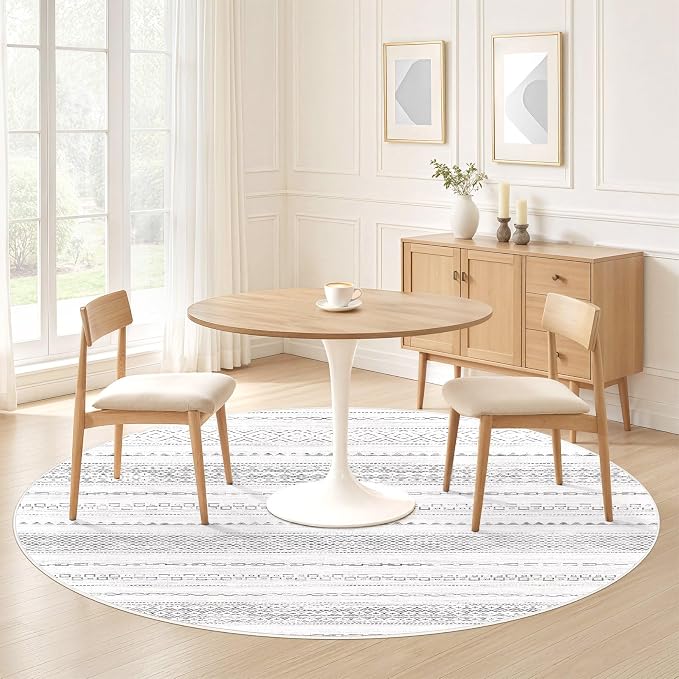 Nakagishi Area Rug Living Room Rugs: 4X4 Machine Washable Boho Large Neutral - Image 4