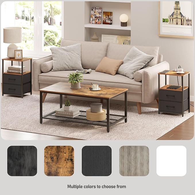 TUTOTAK Nightstands Set of 2, LED End Table - Image 7