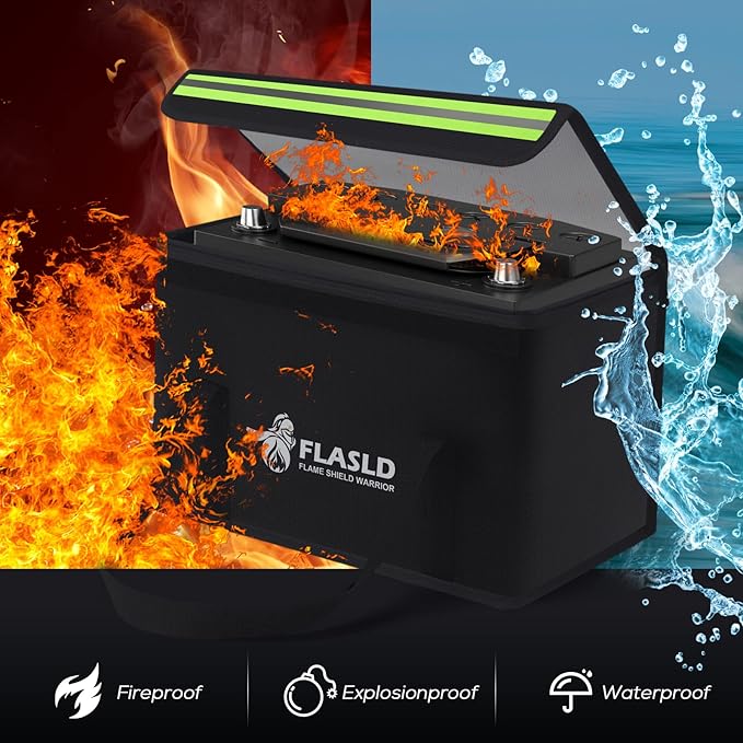 FLASLD Large Fireproof Lipo Bag for 100Ah Lithium Battery Storage and Charging, 14 x 7.8 x 9.5in Waterproof Box for Documents and Valuables