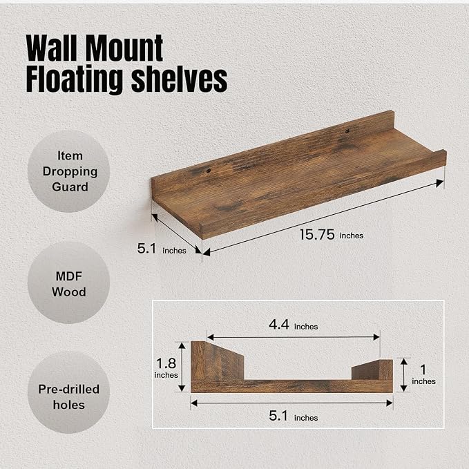 RICHER HOUSE 5-Set Floating Shelves - Image 3