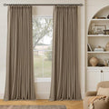Latte 90 Inch Pinch Pleated Blackout Linen Curtains by Twodrapes