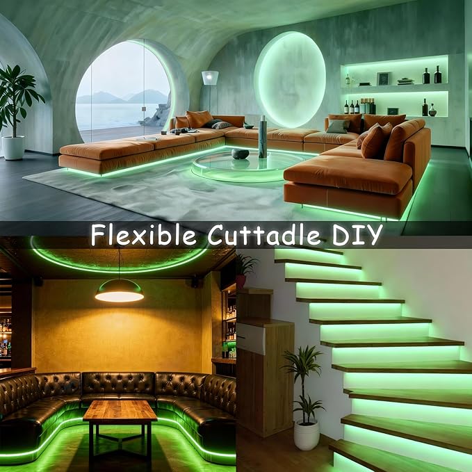 Aalnfe Green Led Lights Strip ST. Patrick's Day Decorations Indoor Rope Lights Easy DIY Cuttable Strip Lights for Room Bathroom Living Room Kitchen Ceiling Wall Vanity Mirror Decor