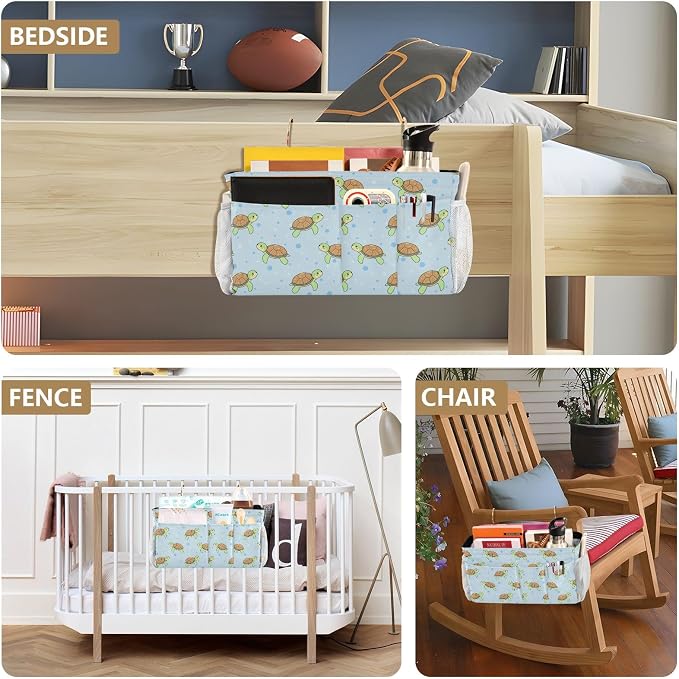 Cartoon Turtles tag8 Bedside Caddy Storage Bag Bedside Organizer - Image 8