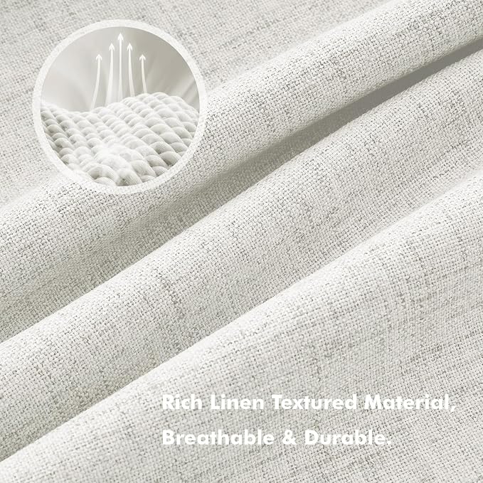 MIULEE 100% Blackout Linen Curtains 42 x 84 Inch Light Beige 2 Panels | Thermal - Image 3