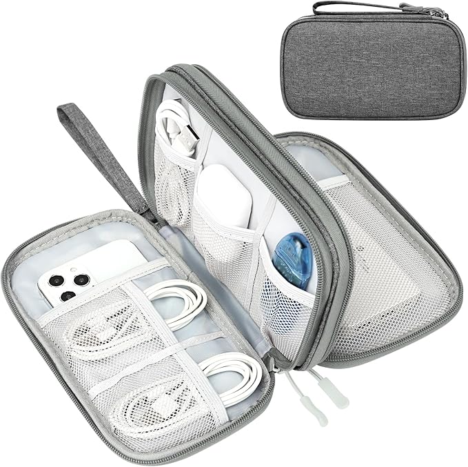 FYY Electronic Organizer, Travel Tech Pouch Bag, Dark Grey | Wrist Strap by FYY