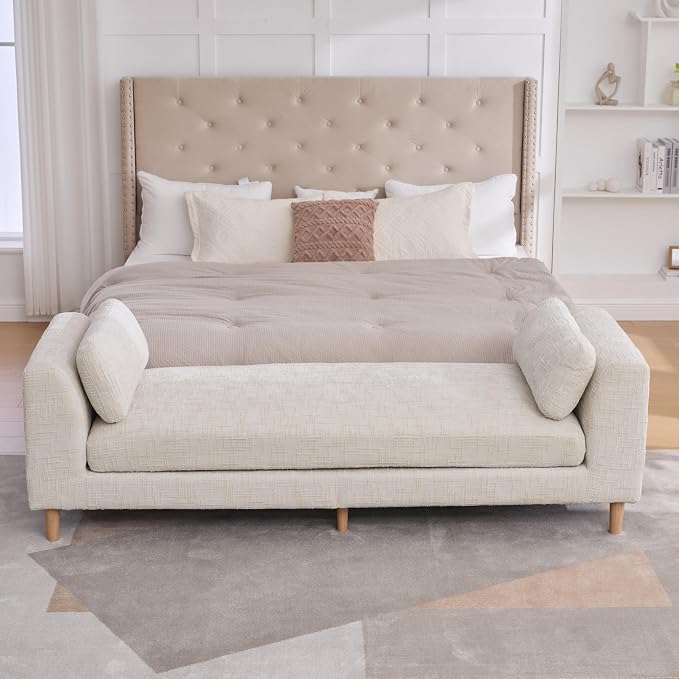 Aoiy & Wifon 83.1" W End of Bed Bench King Size, Oversized Window Bench Seat - Image 7