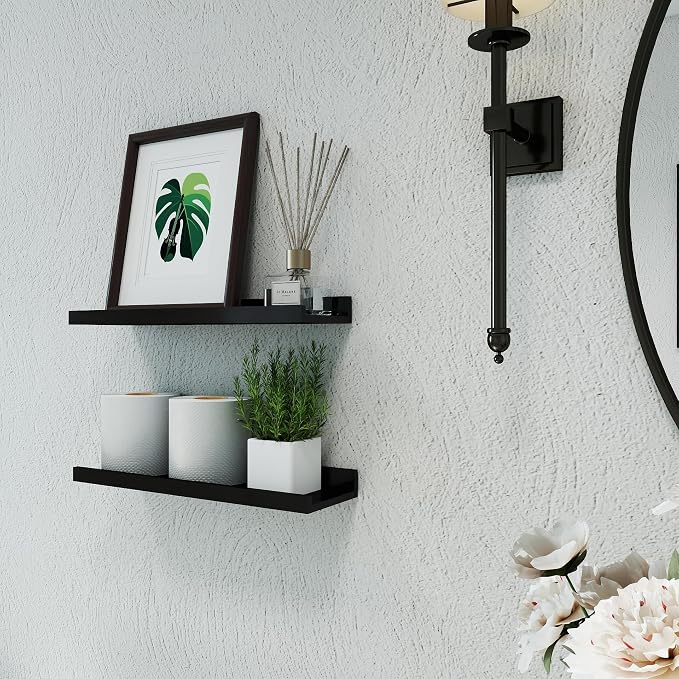 Black Floating Shelves for Wall Decor, 16 in Shelf - Image 6