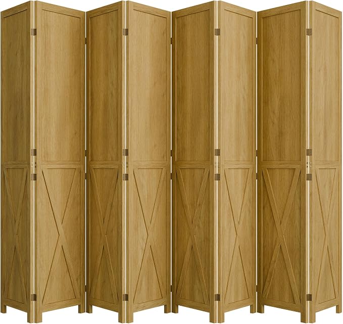 8 Panel Folding Room Divider, Solid Wood Privacy Screen, Freestanding Partition - Image 8