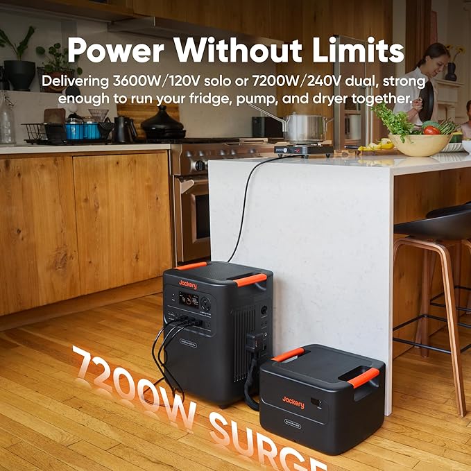 Jackery HomePower 3600 Plus Portable Power Station with Manual Transfer Switch, 3600W AC Output, 3584Wh LFP Solar Generator, Expandable up to 21kWh, Essential Home Backup for Home Use, Emergencies, RV