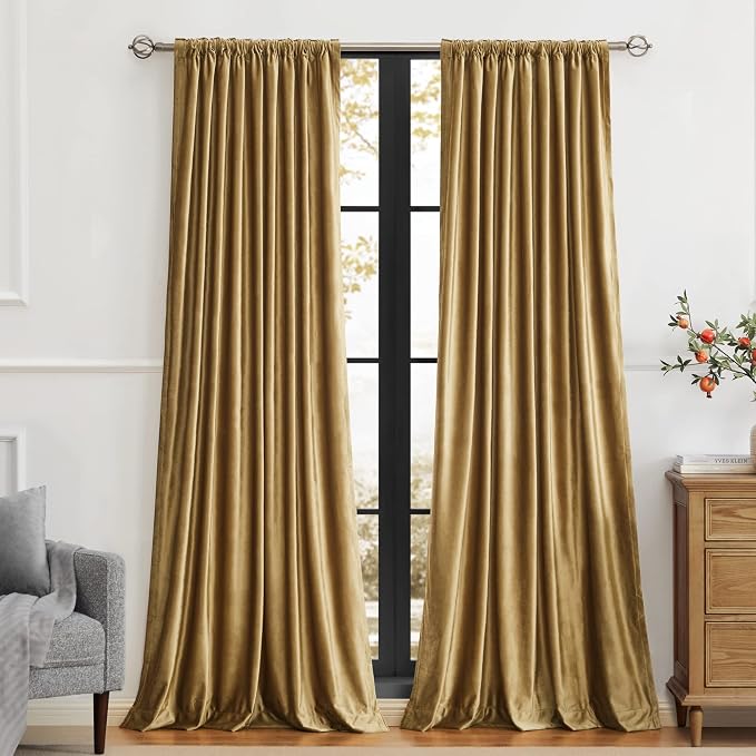 Gold Velvet Curtains 84 inch Long - Image 3
