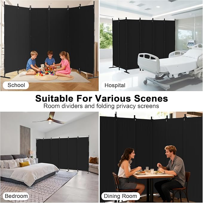 6 Panel Room Divider, 6ft Folding Screen Portable Wall Partition Room Divider - Image 6