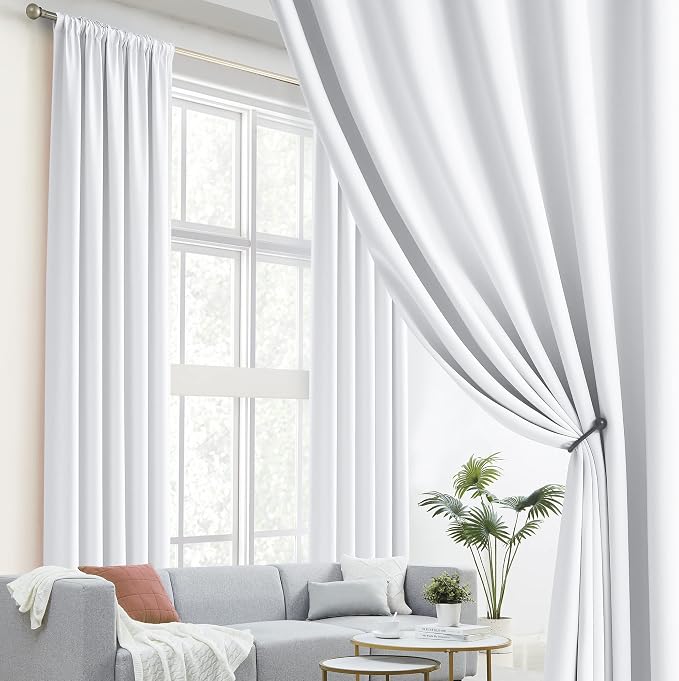 White Patio Window Curtains, Pure White, 2 Panels 52 x 102 | Half Light - Image 2