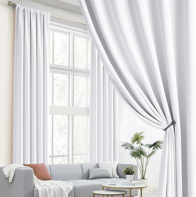 Pure White Curtains 120 Inch Length W52 x L120 - Image 2