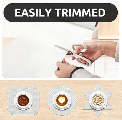 RAY STAR 18X96 Inch Shelf Liner for Kitchen Cabinets, Non-Adhesive Cabinet Liner Washable, PVC Drawer Liner for Dresser Non-Slip Bathroom (White Circle)(2 Roll)