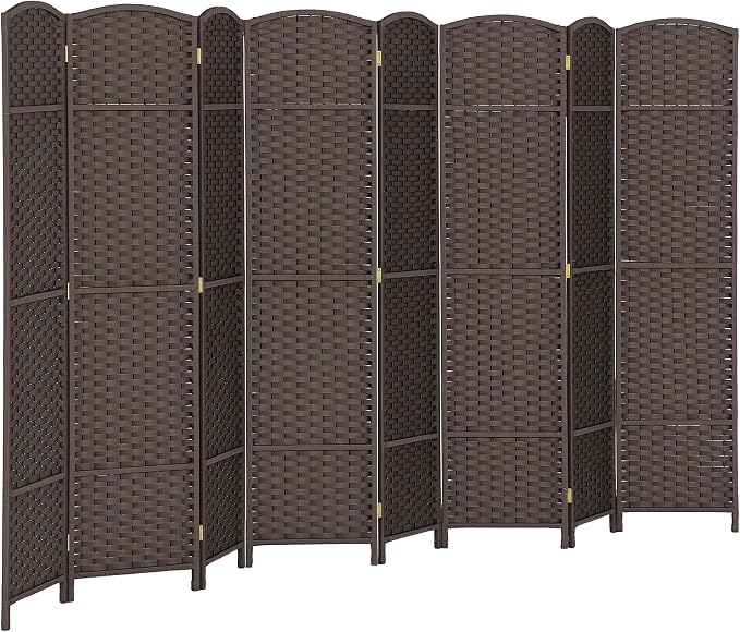 HOMCOM Room Divider 8 Panel Folding Screen Freestanding 5.6' Tall Brown | by HOMCOM