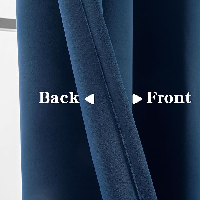 IGEMAEVE Blackout Curtains for Bedroom Rod Pocket Navy Blue 52" W x 84" L | - Image 4