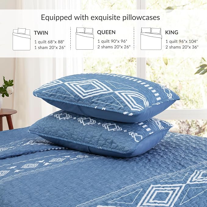 Whale Flotilla Reversible Blue Print Quilt Twin Size - Image 4