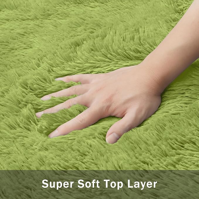 8x10 Area Rug for Living Room, Grass Green Fluffy Shag Non-Slip Bedroom Rugs | - Image 9