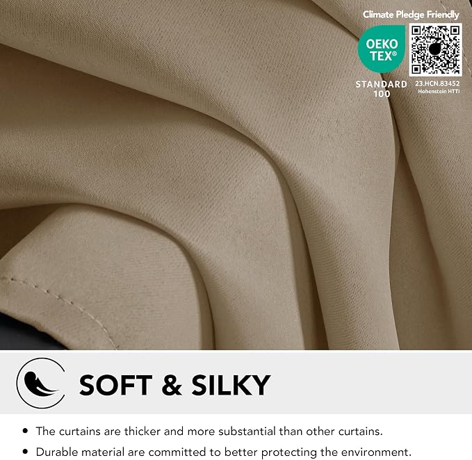 Deconovo Blackout Curtains for Bedroom and Living Room 54 Inches Long | Black - Image 5