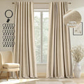 MIULEE 100% Blackout Curtains Linen Curtains & Drapes 90 Inch Oatmeal Beige | 2 by MIULEE