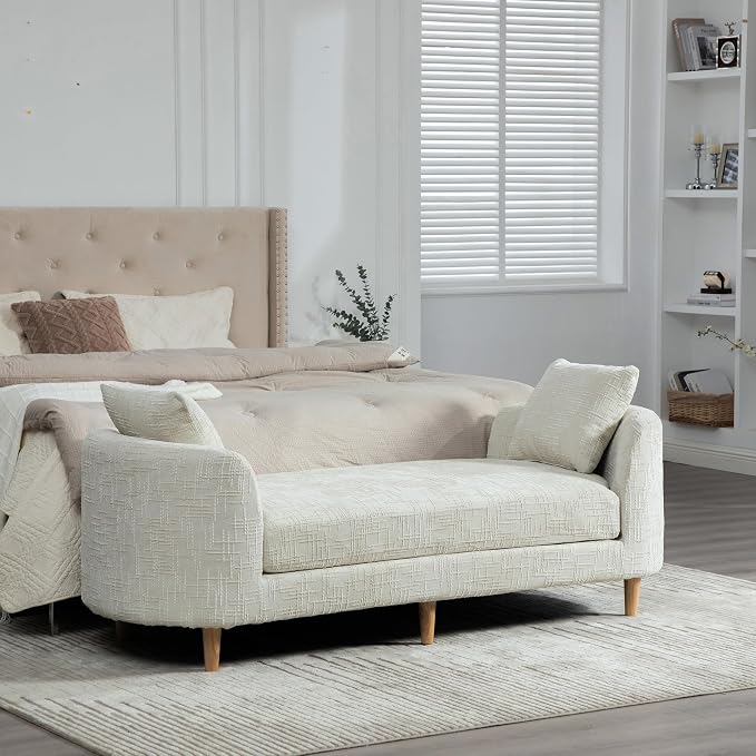 KEIKI Oversize 77.17" L Chenille End of Bed Bench Ottoman by KEIKI