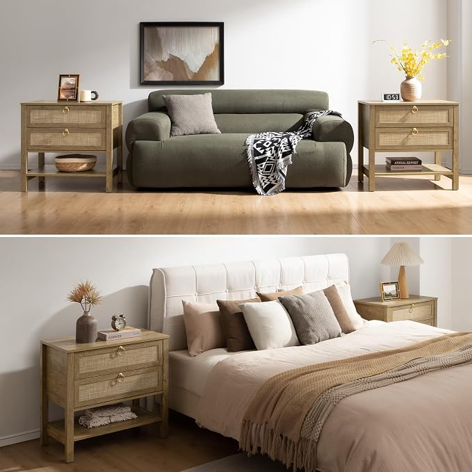 SICOTAS 26.7" Wide Rattan Nightstand - Image 7
