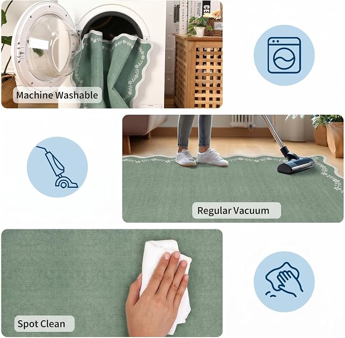 GarveeHome Round Rugs 6ft Scalloped Washable Circle Rug - Image 6