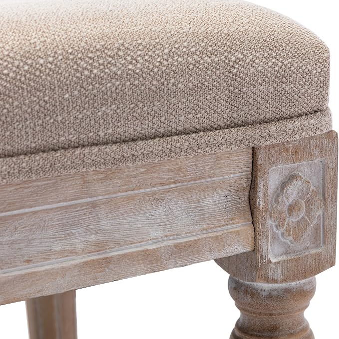 chairus Square Foot Stool with Button Tufted Seat, Small Fabric Upholstered - Image 6