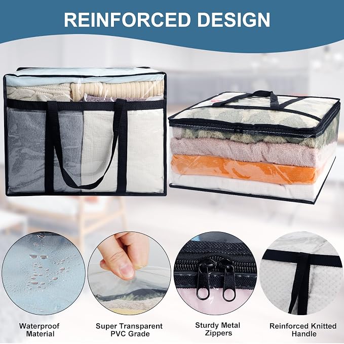 8Pack Clear Blanket Storage Bags, Vinyl Comforter Clothes Storage Closet - Image 6