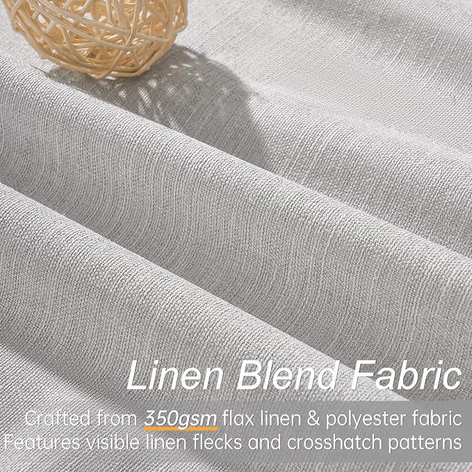 Topfinel Linen Gray Blackout Curtains 96 Inch Long, Boho Beige Gothic Viral - Image 3