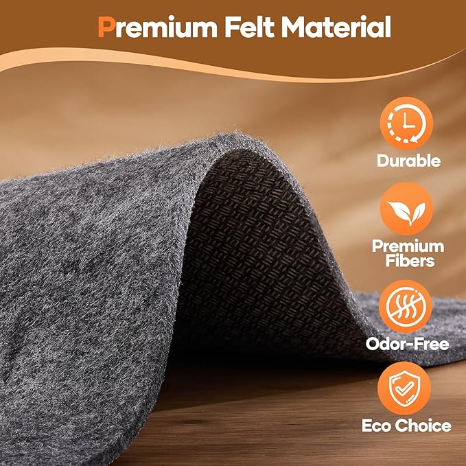 Veken Non Slip Cushioned Rug Pad Gripper 10 x 14 Ft, Felt and Silicone Backing, 1/4 inch Thick Carpet Liner for Hardwood Floors and Finishes, Under Area Rugs Anti Skid Mat, Keep Rugs Safe and in Place